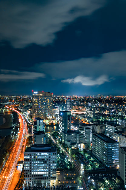 Night Road Skyline View Photograph Japan Home Decor Premium Quality Poster Print Choose Your Sizes