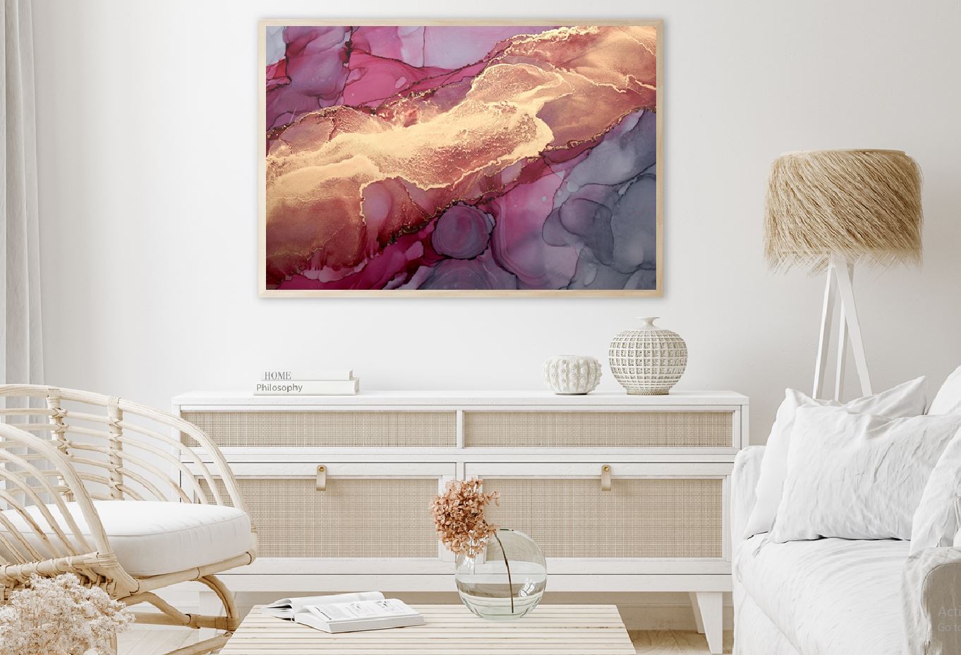 Pink Grey Gold Abstract Painting Home Decor Premium Quality Poster Print Choose Your Sizes