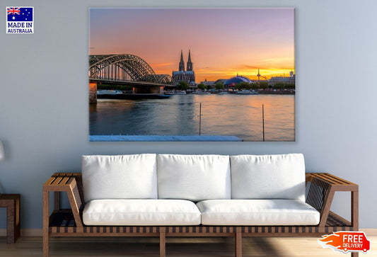 Hohenzollern Bridge & Saint Martin Church Sunset Photograph, Germany Print 100% Australian Made