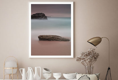 Rock on Sea Sand & Dark Sky View Photograph Home Decor Premium Quality Poster Print Choose Your Sizes