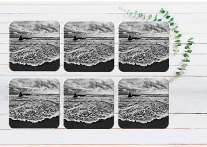 Stormy Day on Meditarrenaen Coast Coasters Wood & Rubber - Set of 6 Coasters