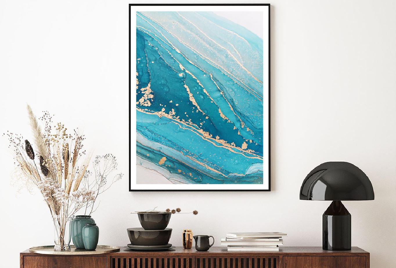 Blue & Gold Lines Abstract Design Home Decor Premium Quality Poster Print Choose Your Sizes