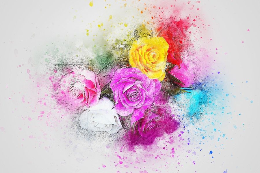 Colorful Roses Abstract Design Print 100% Australian Made