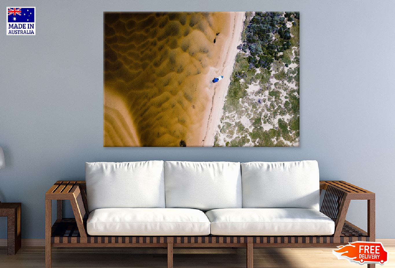 Boat Shore with Trees Aerial View Photograph Print 100% Australian Made