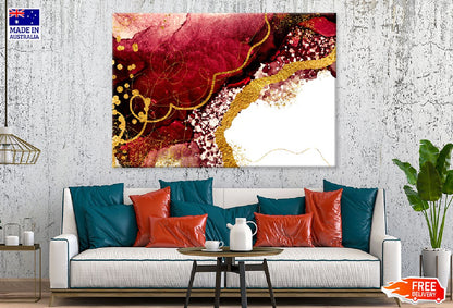Red & Gold Paper Texture Abstract Design Print 100% Australian Made