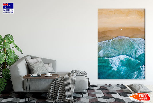 Green Sea with Sand Aerial View Photograph Print 100% Australian Made