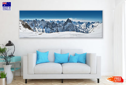 Panoramic Canvas Snow Mountains Hill Photograph High Quality 100% Australian Made Wall Canvas Print Ready to Hang