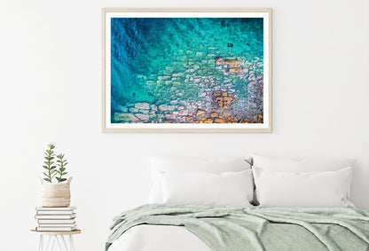 Stones on Clear Sea Water Aerial Photograph Home Decor Premium Quality Poster Print Choose Your Sizes