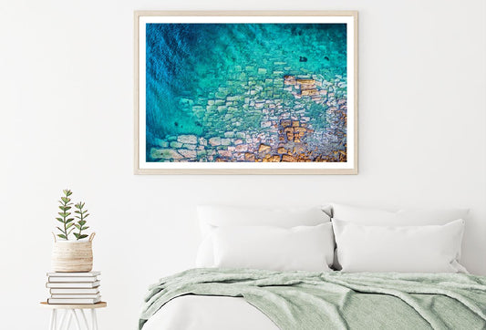 Stones on Clear Sea Water Aerial Photograph Home Decor Premium Quality Poster Print Choose Your Sizes
