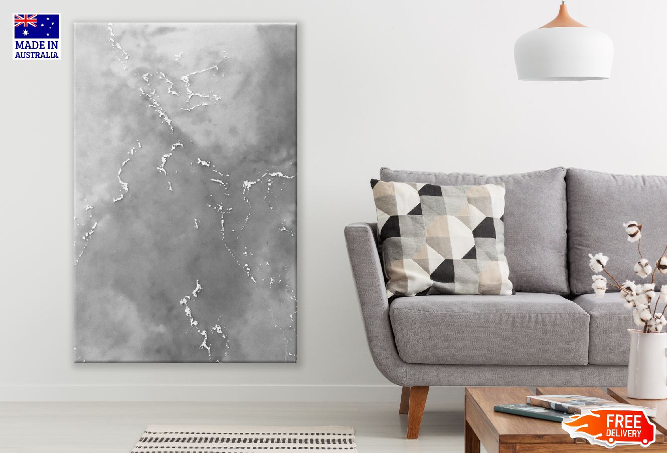 Grey & White Line Abstract Design Print 100% Australian Made