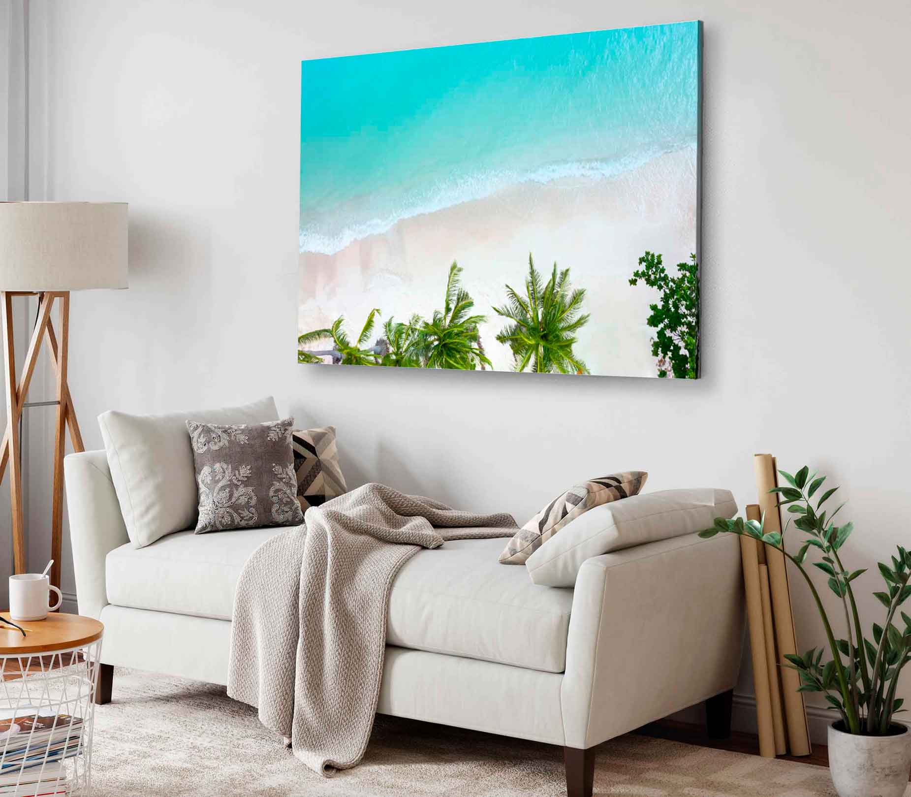 Bella Home Sand Beach & Palm Trees Aerial Print Canvas Ready to hang