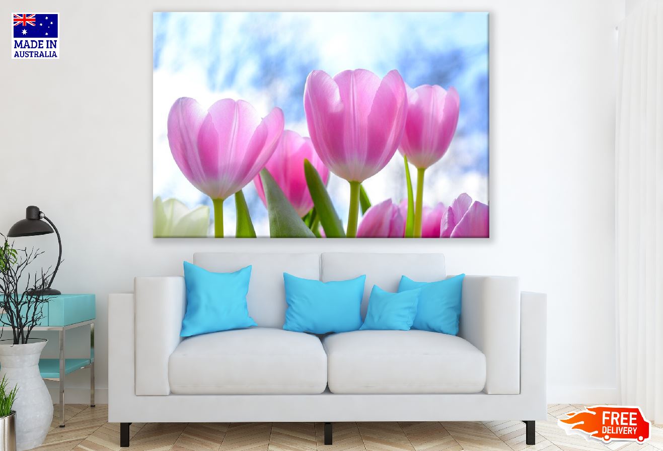 Pink Tulips Flowers Closeup Photograph Print 100% Australian Made