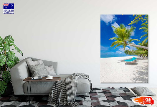 Beach Swing on Sandy Sea Scenery View Print 100% Australian Made