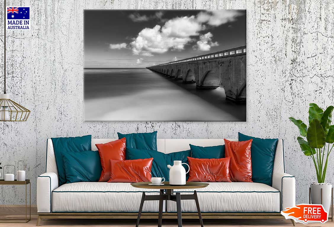 Seven Mile Bridge Florida B&W View Photograph Print 100% Australian Made