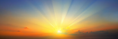 Panoramic Canvas Sunrise Sun & Clouds Photograph High Quality 100% Australian Made Wall Canvas Print Ready to Hang