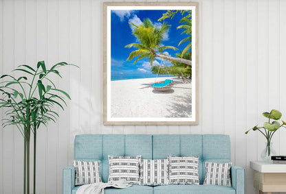 Beach Swing on Sandy Sea Scenery Photograph Home Decor Premium Quality Poster Print Choose Your Sizes
