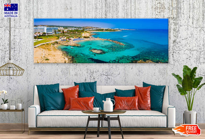 Panoramic Canvas Pratoras City & Sea View Photograph High Quality 100% Australian Made Wall Canvas Print Ready to Hang