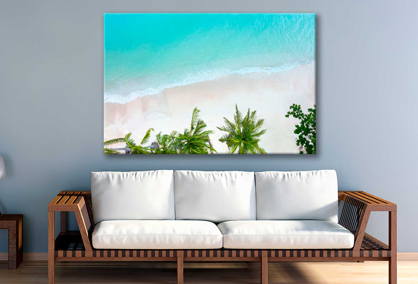 Bella Home Sand Beach & Palm Trees Aerial Print Canvas Ready to hang