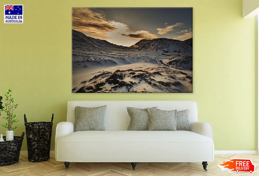 Mountains & Snow Sunset Photograph Iceland Print 100% Australian Made