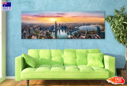 Panoramic Canvas Seoul City Sunset View Photograph High Quality 100% Australian Made Wall Canvas Print Ready to Hang