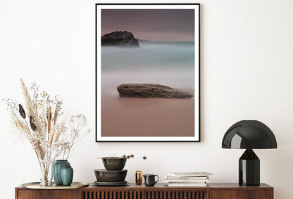 Rock on Sea Sand & Dark Sky View Photograph Home Decor Premium Quality Poster Print Choose Your Sizes