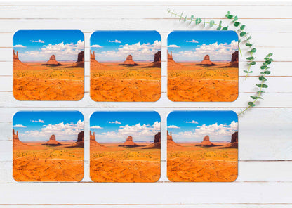 Monument Valley on The USA Border Coasters Wood & Rubber - Set of 6 Coasters