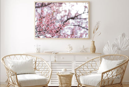 Cherry Prunus Tree Pink Flowers View Photograph Home Decor Premium Quality Poster Print Choose Your Sizes