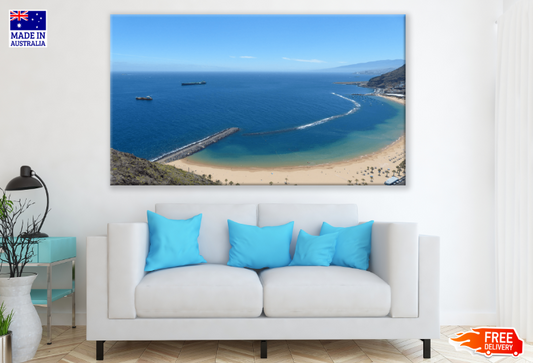 Ships On Sea Aerial View Print 100% Australian Made