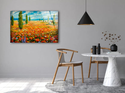 Flower Field Oil Painting Acrylic Glass Print Tempered Glass Wall Art 100% Made in Australia Ready to Hang