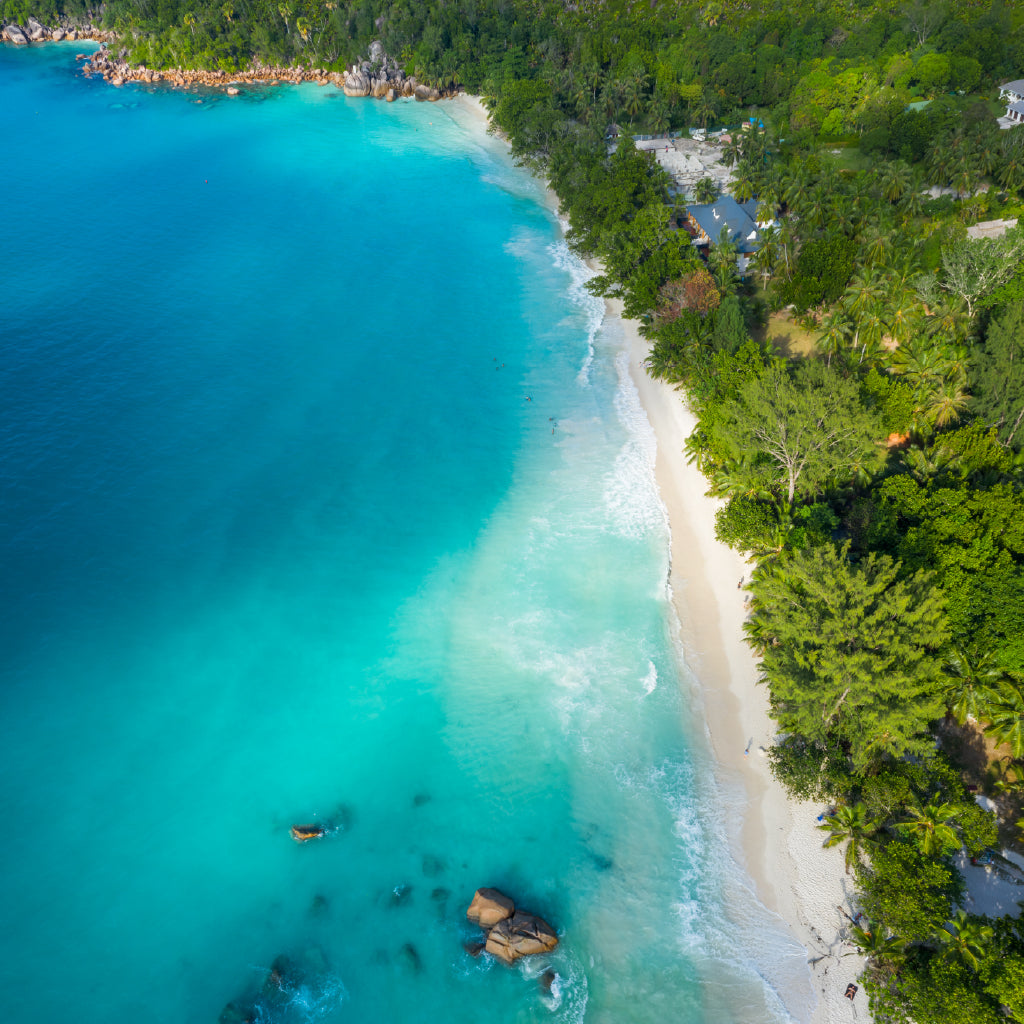 Square Canvas Seychelles Anse Lazio Aerial View Photograph High Quality Print 100% Australian Made