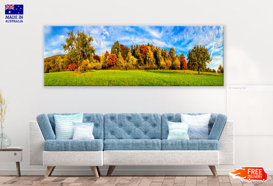 Panoramic Canvas Autumn Trees & Sky Photograph High Quality 100% Australian Made Wall Canvas Print Ready to Hang