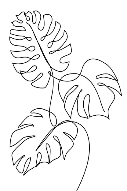 Leaves B&W Line Art Design Print 100% Australian Made