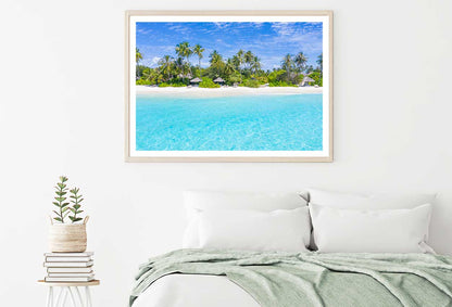 Palms on Sandy Beach Photograph in Maldives Home Decor Premium Quality Poster Print Choose Your Sizes