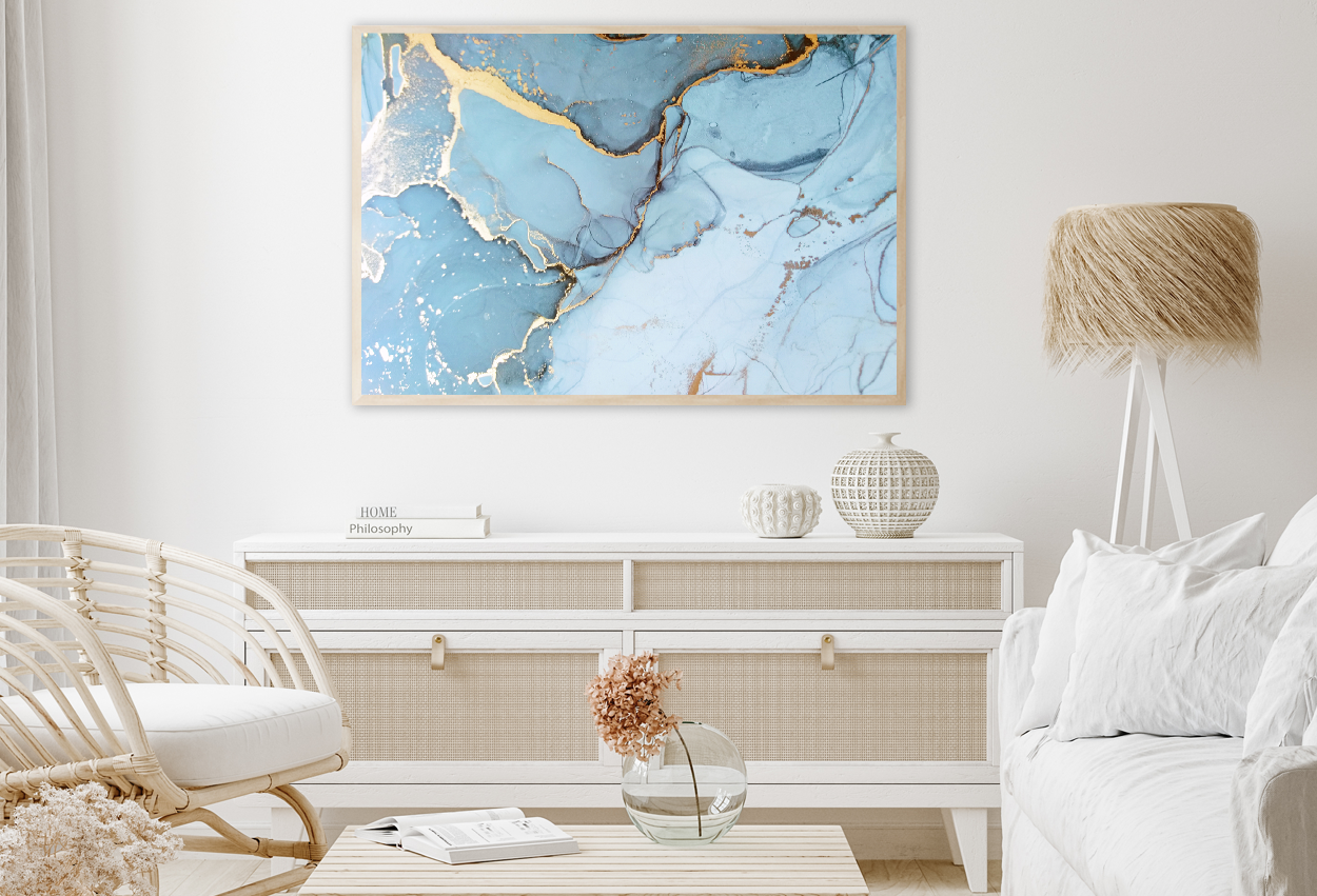Blue White & Gold Abstract Design Home Decor Premium Quality Poster Print Choose Your Sizes