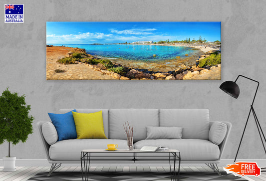 Panoramic Canvas Nissi Sea Coastline Sea View Photograph High Quality 100% Australian Made Wall Canvas Print Ready to Hang