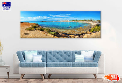 Panoramic Canvas Nissi Sea Coastline Sea View Photograph High Quality 100% Australian Made Wall Canvas Print Ready to Hang