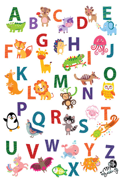 Colorful Alphabet & Animals Nursery & Kids Print 100% Australian Made