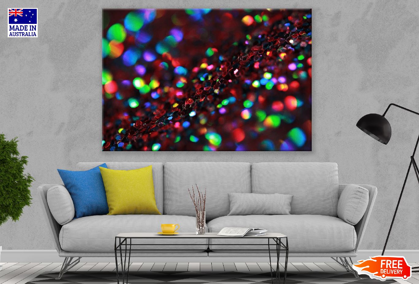 Red Blue & Green Lights Abstract Design Print 100% Australian Made