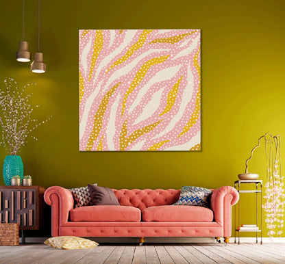 Square Canvas Orange Pink & White Polka Dot Vector Art High Quality Print 100% Australian Made