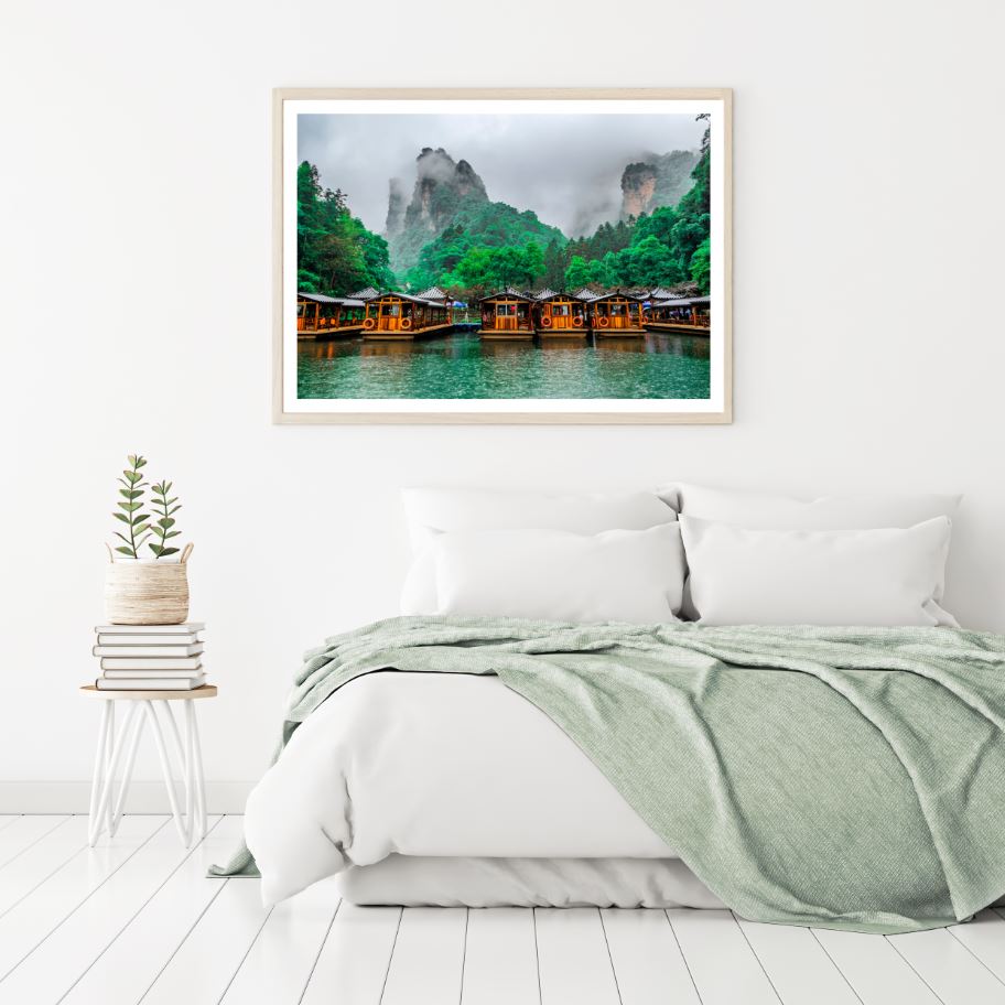 Boats on River Scenic Photograph Home Decor Premium Quality Poster Print Choose Your Sizes