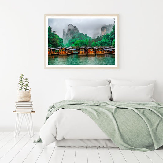 Boats on River Scenic Photograph Home Decor Premium Quality Poster Print Choose Your Sizes