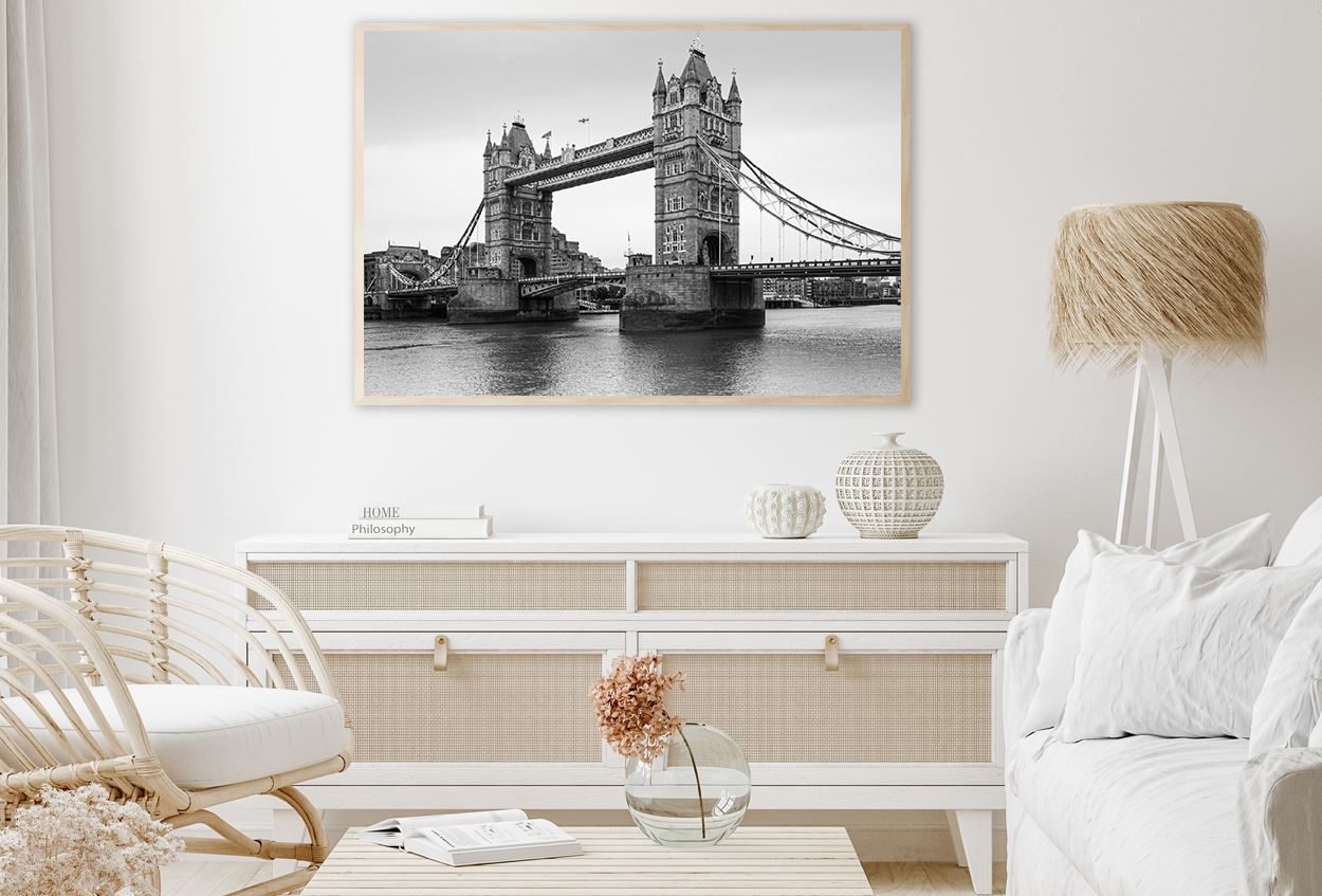 London Bridge & Lake B&W View Home Decor Premium Quality Poster Print Choose Your Sizes