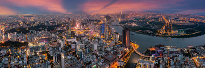 Panoramic Canvas Shanghai City Night View Photograph High Quality 100% Australian Made Wall Canvas Print Ready to Hang