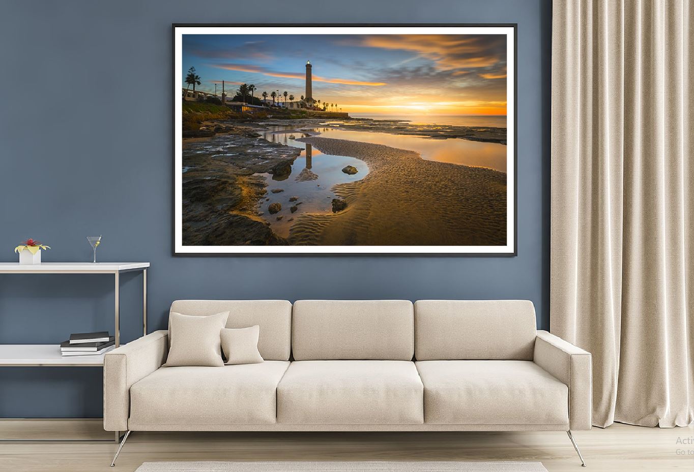 Seascape with Lighthouse Sunset Scenery Photograph Home Decor Premium Quality Poster Print Choose Your Sizes