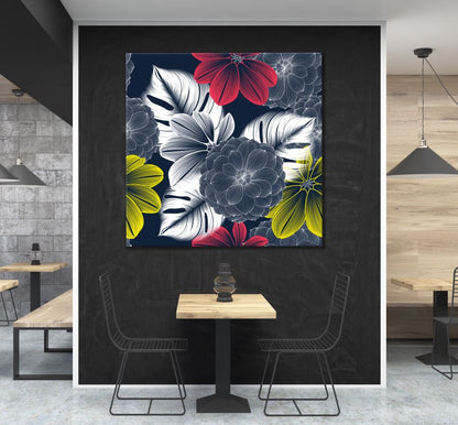 Square Canvas Colorful Floral Art Design High Quality Print 100% Australian Made