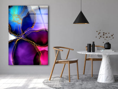 Blue Purple & Pink Abstract Design Acrylic Glass Print Tempered Glass Wall Art 100% Made in Australia Ready to Hang