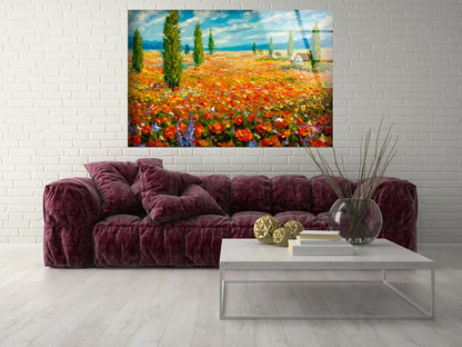 Flower Field Oil Painting Acrylic Glass Print Tempered Glass Wall Art 100% Made in Australia Ready to Hang