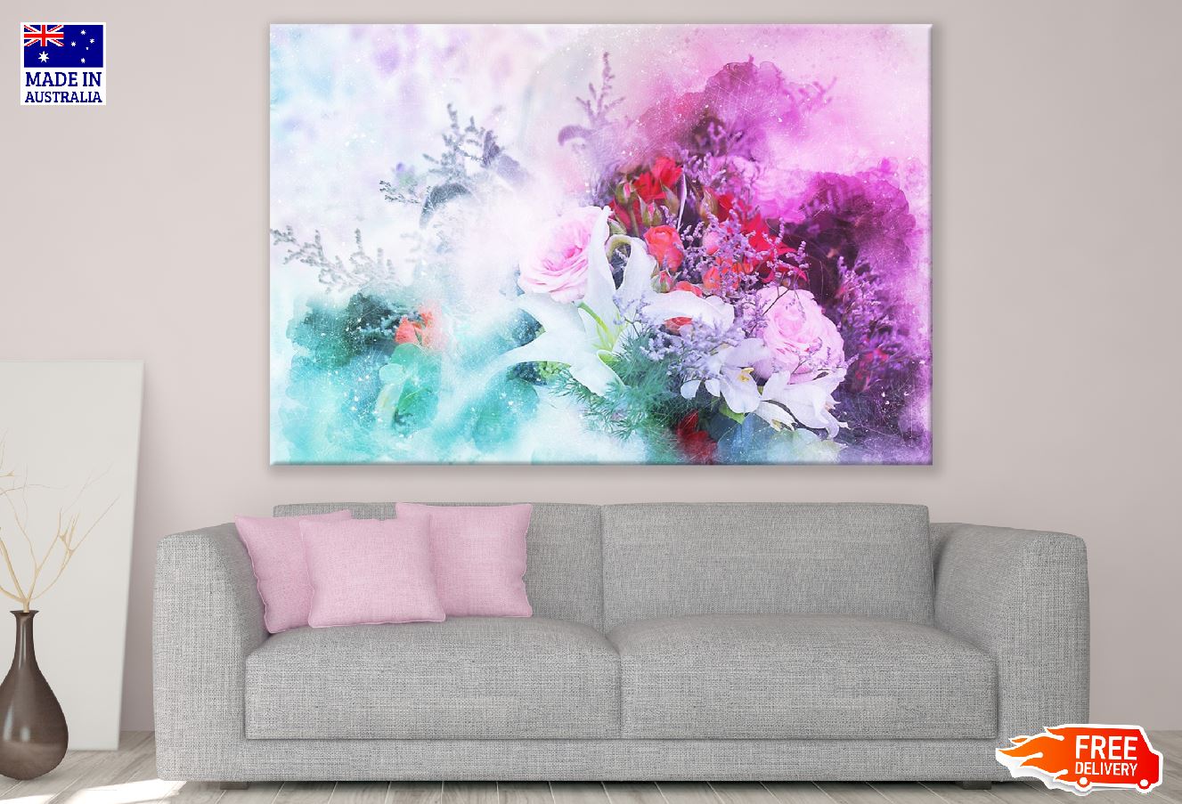 Flowers Bouquet Abstract Design Print 100% Australian Made