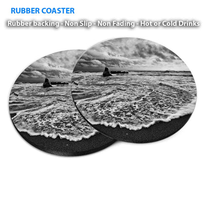 Stormy Day on Meditarrenaen Coast Coasters Wood & Rubber - Set of 6 Coasters