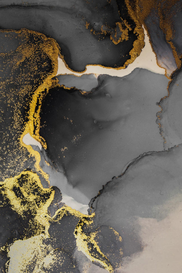 Black & Dark Gold Splash Abstract Design Home Decor Premium Quality Poster Print Choose Your Sizes